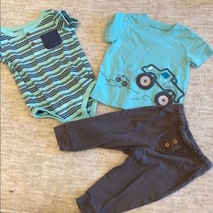 WORN ONCE! 2 shirt, 1 pant set.